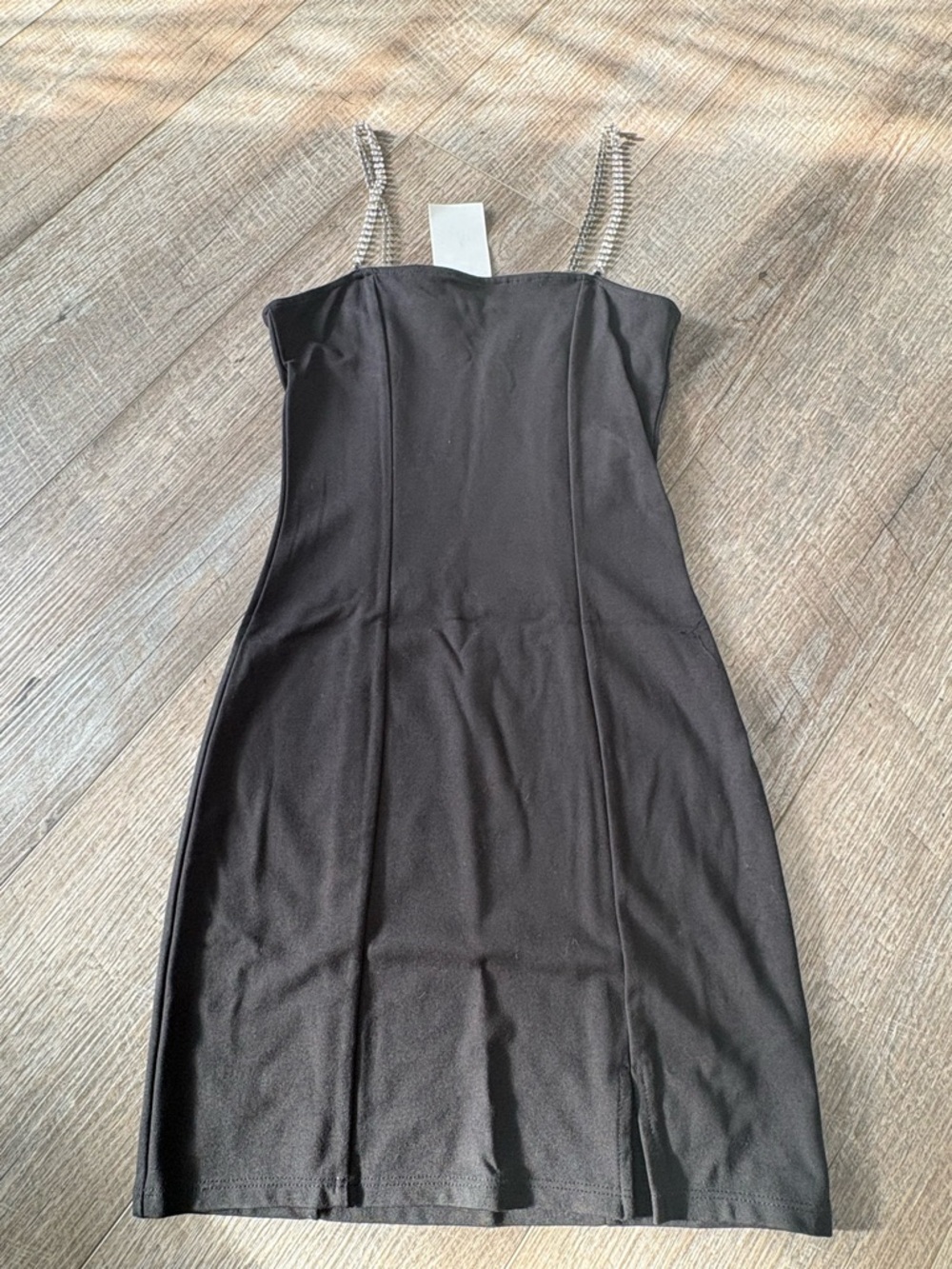 H&M Black Mini Dress with Rhinestone Straps
